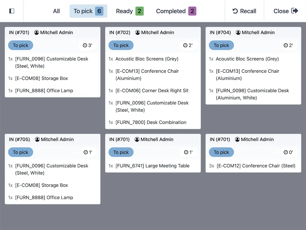 Préparation des commandes à emporter dans Odoo